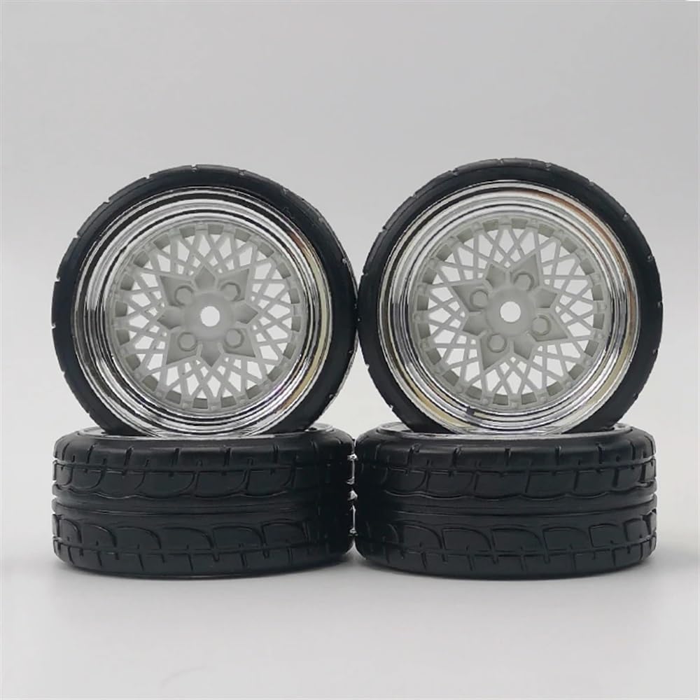 Cerchioni in plastica con offset in scala 1/10 da 4 pezzi 3mm con pneumatici per modelli Drift e Touring di auto RC compatibili con veicoli simili