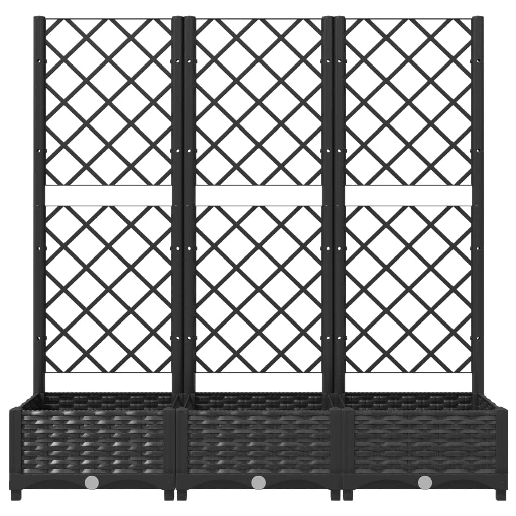 Générique Jardinière avec Treillis Noir 120 x 40 x 121,5 cm PP,Jardinage, Pots & Cache-Pots,318272