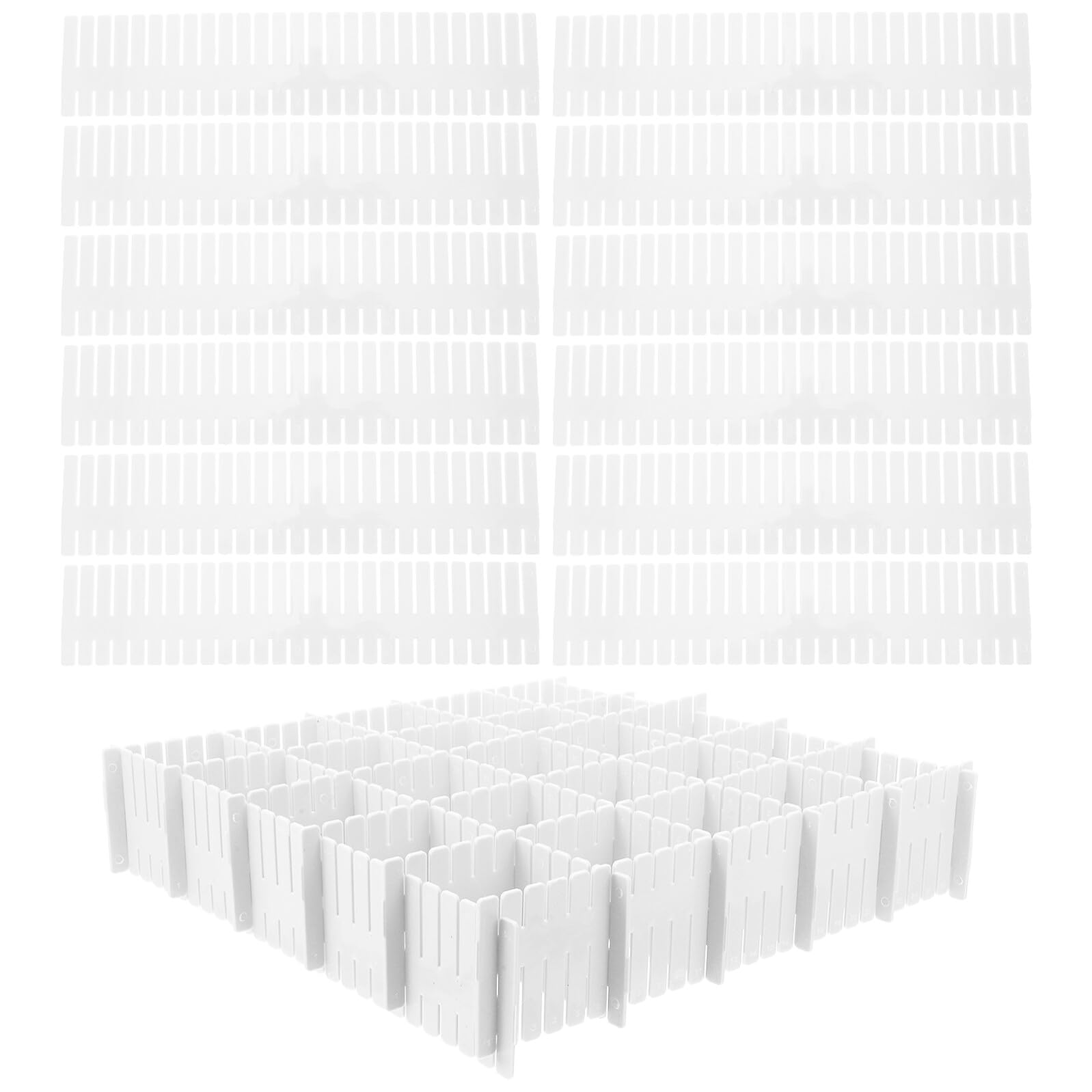 Juego de 24 Divisores de Cajones Ajustables de Plástico en Color Claro 32x7 Cm, Organizador Multifuncional para Ropa Interior, Maquillaje y Utensilios de Cocina,