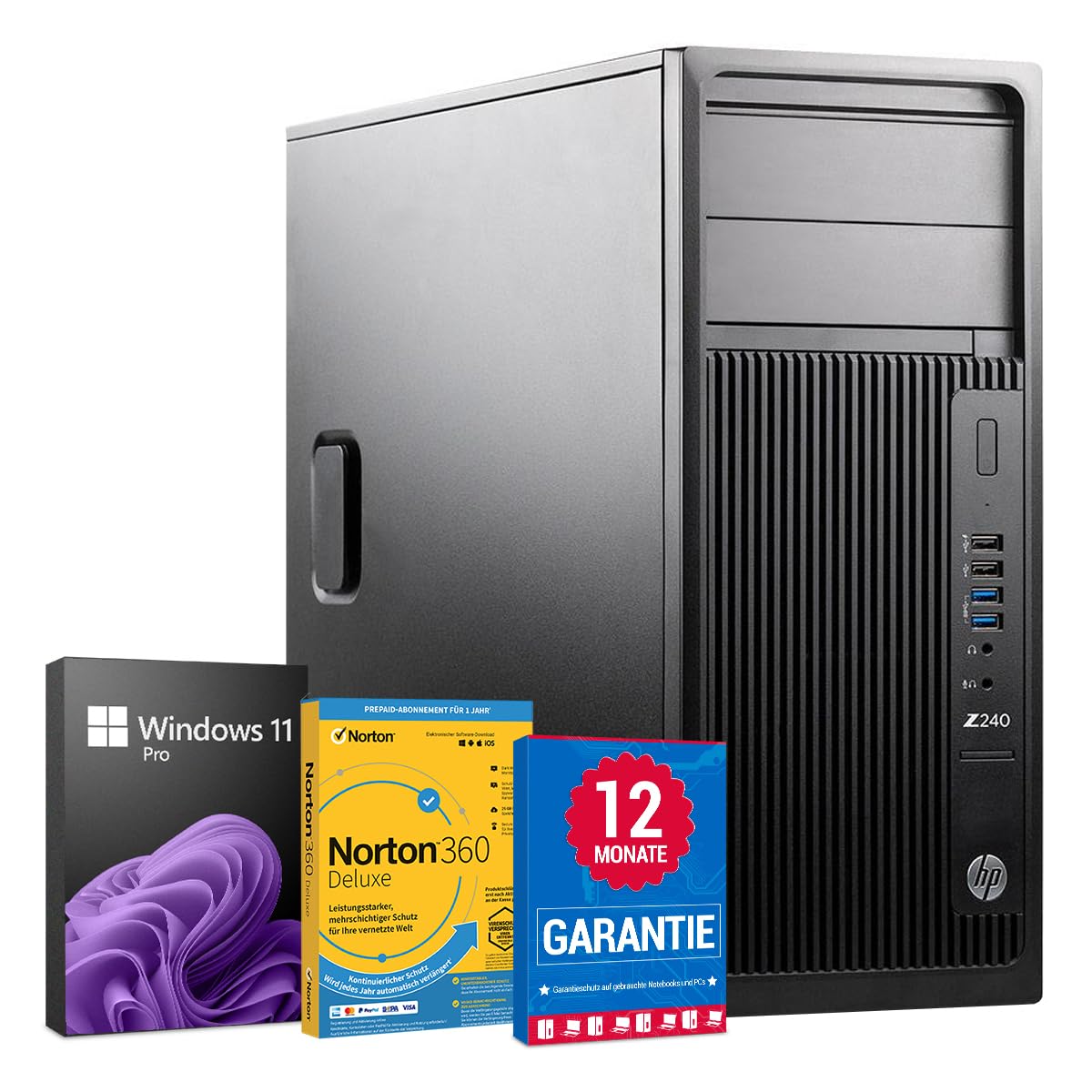 HP Workstation Z240 PC Computer Intel Core i5-6500@ bis zu 3,6 GHz 8 GB 256 GB SSD mit Windows 11 Pro & GRATIS Bluetooth, WLAN & Antiviren-Software inkl. 12 Monate Garantie (Generalüberholt)