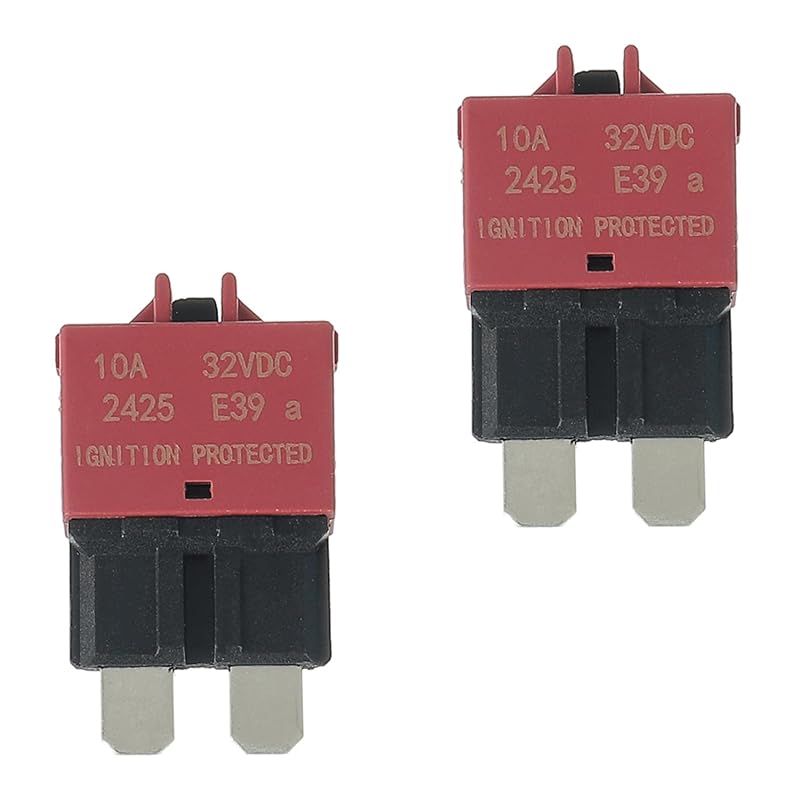 Disjuntor automotivo 10 A 32 V DC EPLZON E39 tipo lâmina ATC/ATO de baixo perfil com reset manual – 2 unidades
