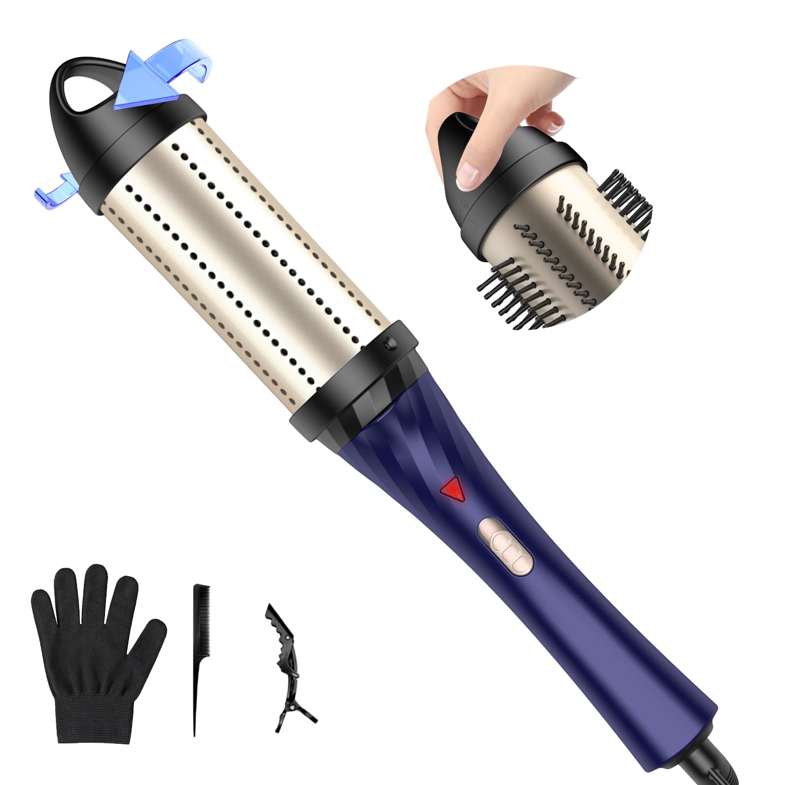 Cepillo redondo de 38 mm, cepillo térmico, cepillo térmico 150 – 180 ℃, cepillo de peinado 3 en 1 con cepillo rizado, cepillo caliente, combo. Cepillo térmico profesional inalámbrico para viajes