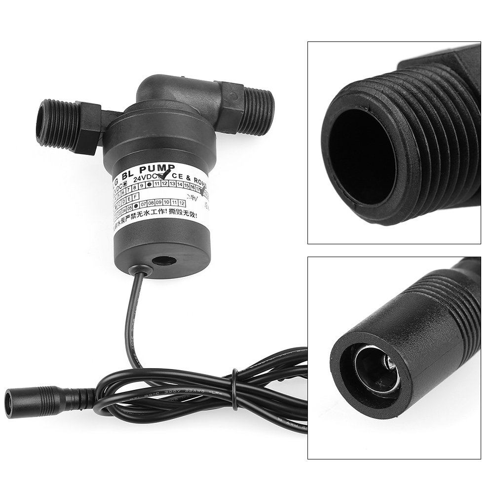Pompa wodna 24 V dc, pompa wodna 24 V DC 24 V 18 W pompa ciepłej wody bezszczotkowa solarna pompa wody o wysokiej tempie do obiegu słonecznego podgrzewacza wody, 0,85 A, 11 l/min, rozmiar gwintu: 1 / 2BSP (20 mm)
