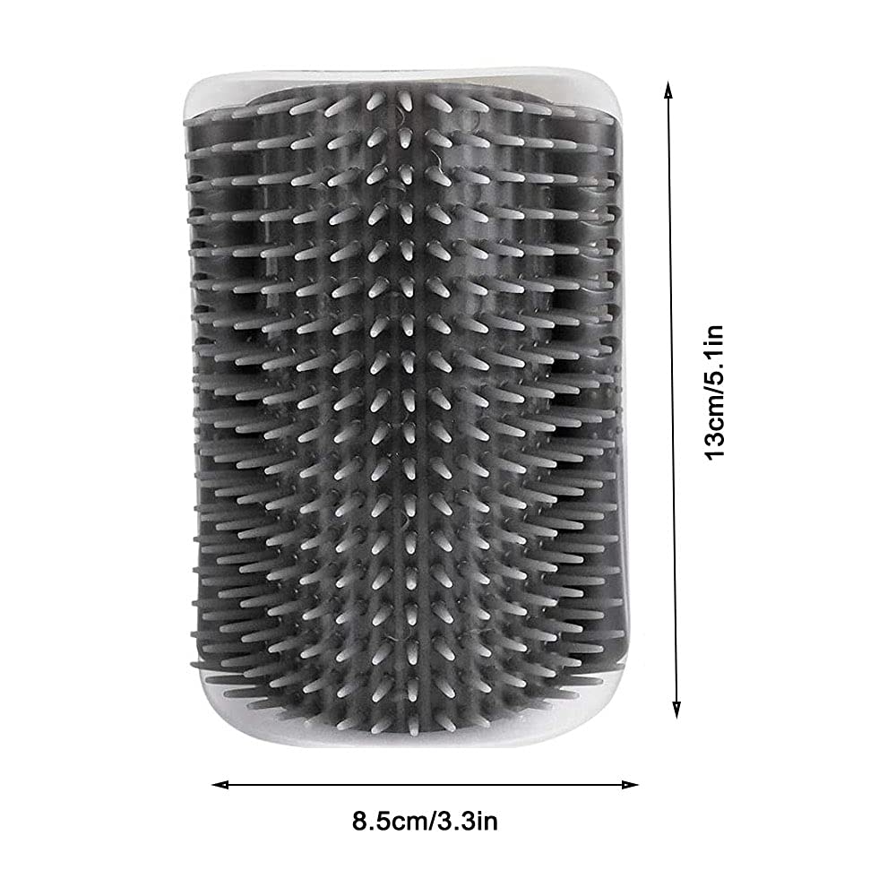 4 Pièces Brosse d'Angle de Toilettage pour Chat, Peigne de Massage de Coin, Outil d'Auto Massage, pour Fourrure Longue et Courte (Gris)