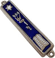 Vista 4 de TALISMAN4U Mezuza para puerta de Israel Judaica de los Diez Mandamientos, con pergamino, esmalte plateado