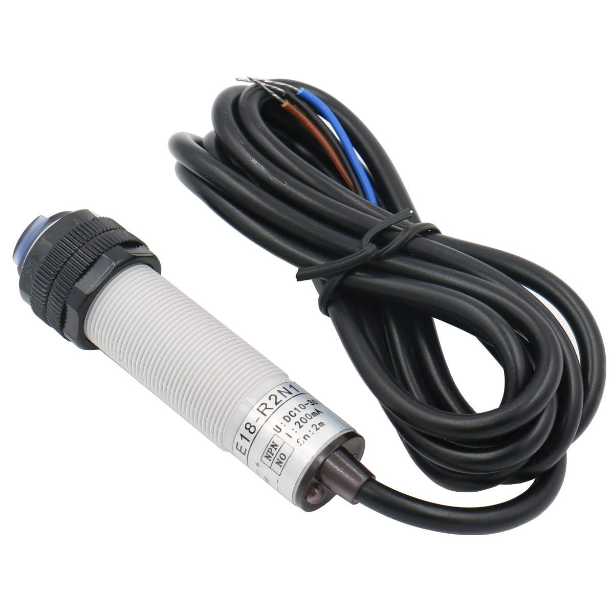 Baomain E18-R2N1 NPN NO Retroreflective Photoelectric Switch DC 3 Wire w Reflector Panel