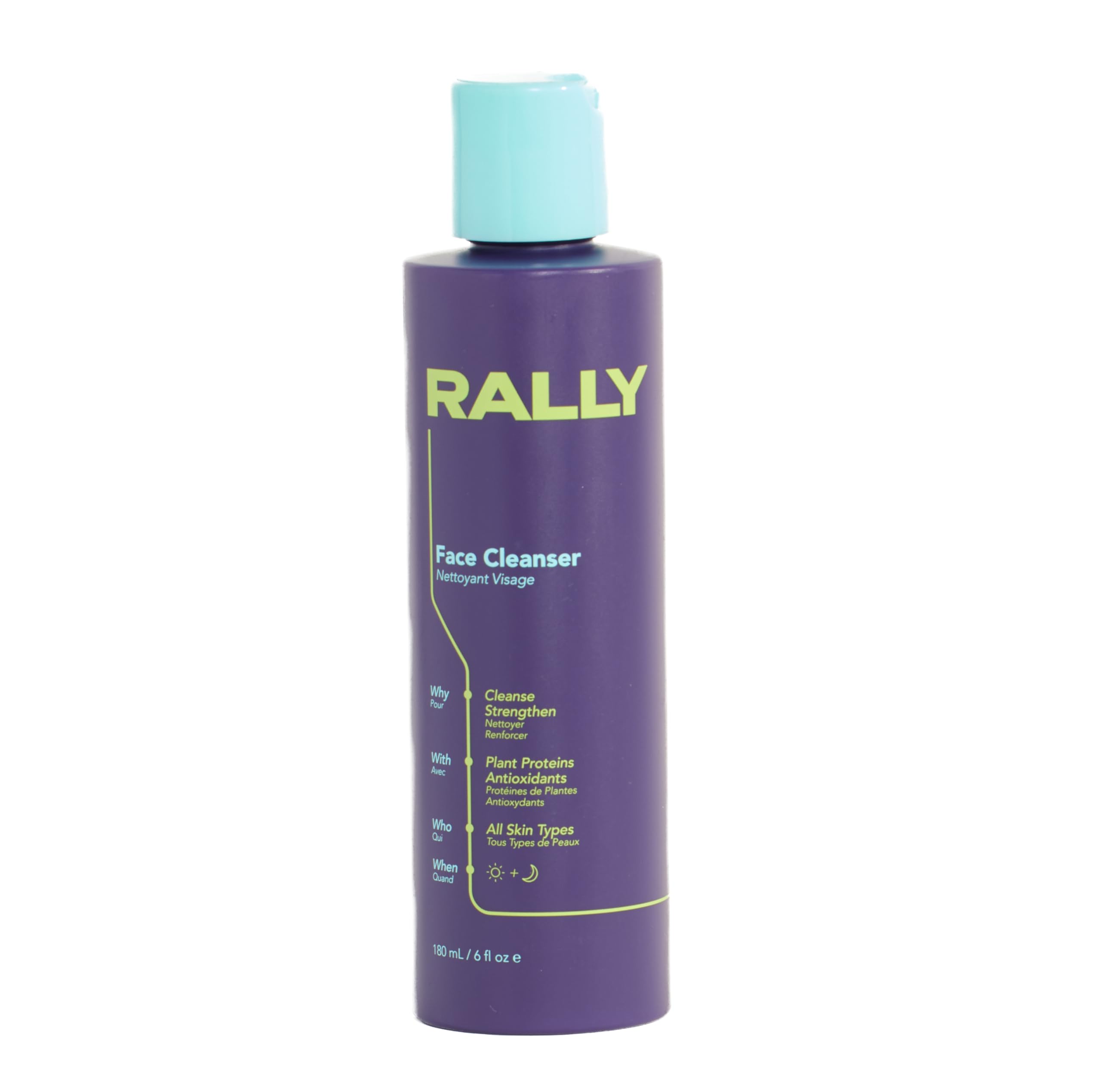 RALLY Plant-Based Gel Foaming Face Cleanser | Clean + Hydrating Formula | Gentle Daily Cleanse + Antioxidants | Derm Approved for Tweens, Teens + Athletes, 6 OZ