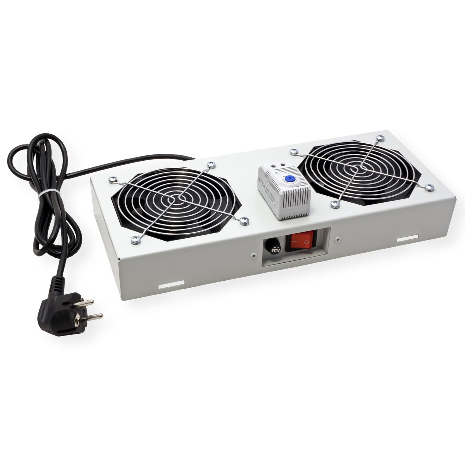 ROLINE Unidad de ventilación 2 Ventiladores, para Carcasa de Pared de 19 Pulgadas, Gris, termostato