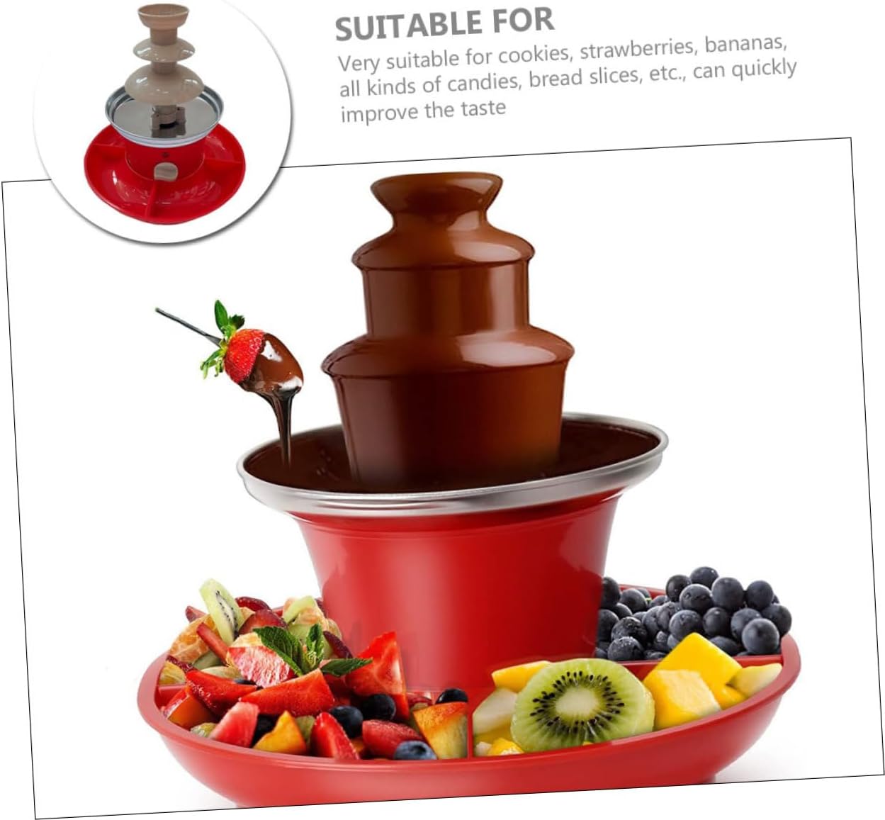Unomor 1Set Chocolate Fountain Machine Electric Fondue Maker for Parties and Chocolate Melting Device with Removable Center Tube for Quick Cleanup for Birthdays