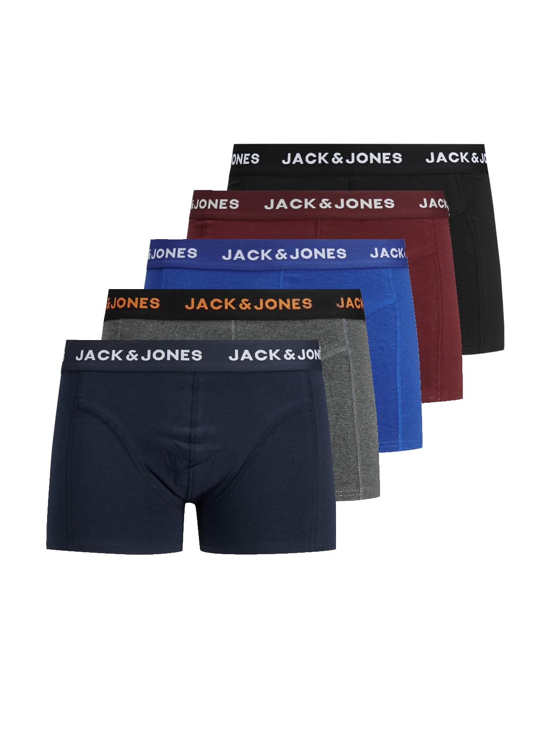 JACK & JONES Male Boxershorts 5er-Pack, Farbe:Mehrfarbig, Größe:XXL