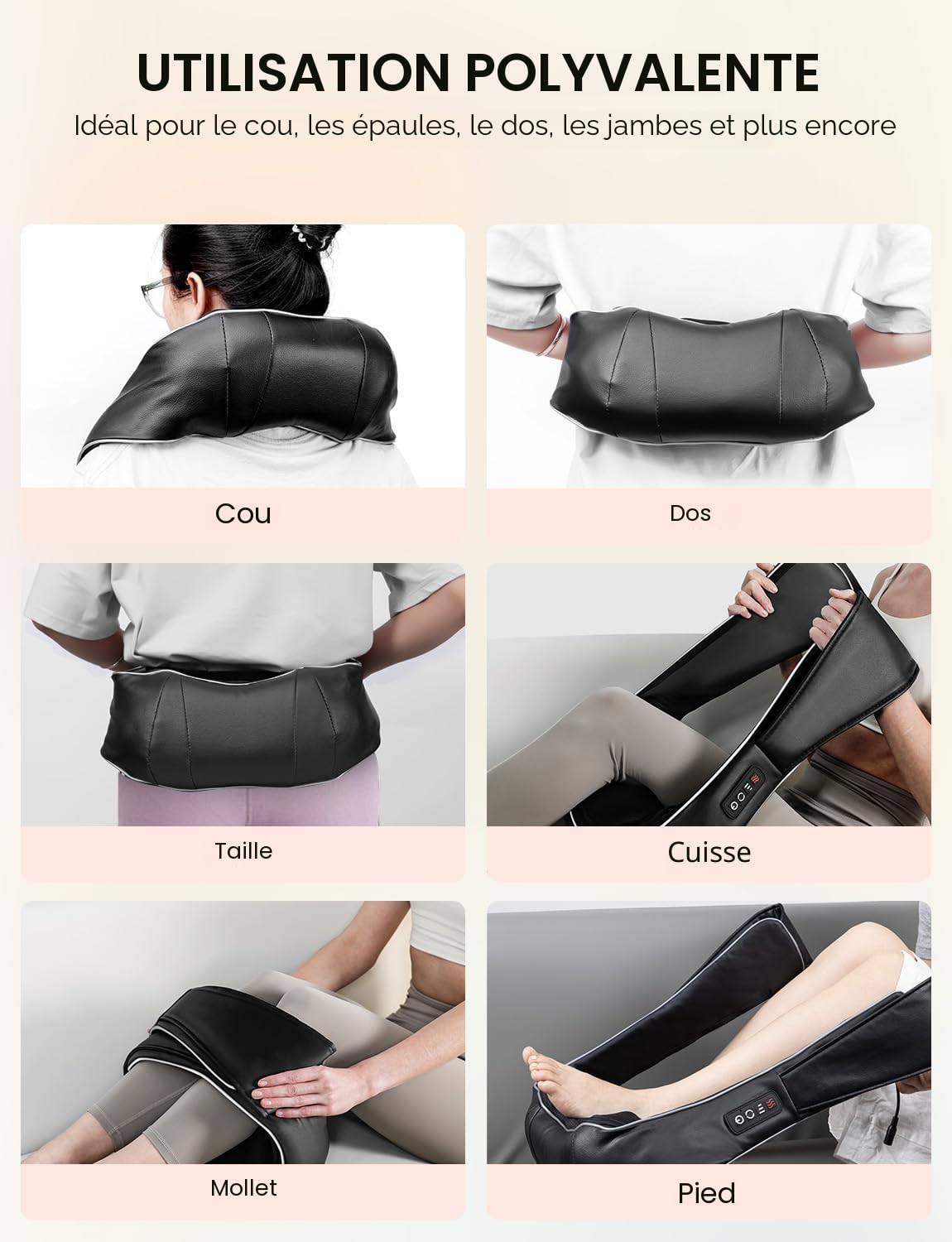 Masseur dos et Cervicales avec Chaleur, Appareil de Massage Cervicales et cou Électrique Shiatsu Masseur Cervical, Cadeau pour les Femmes/les Hommes/Papa/Maman