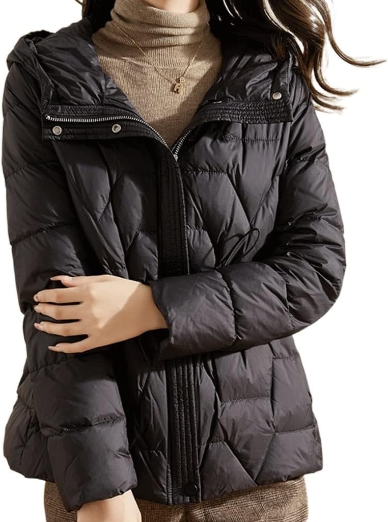 Autumn And Winter Fashion Thin Hooded Down Jacket Female Slim Waist Light Short Coat