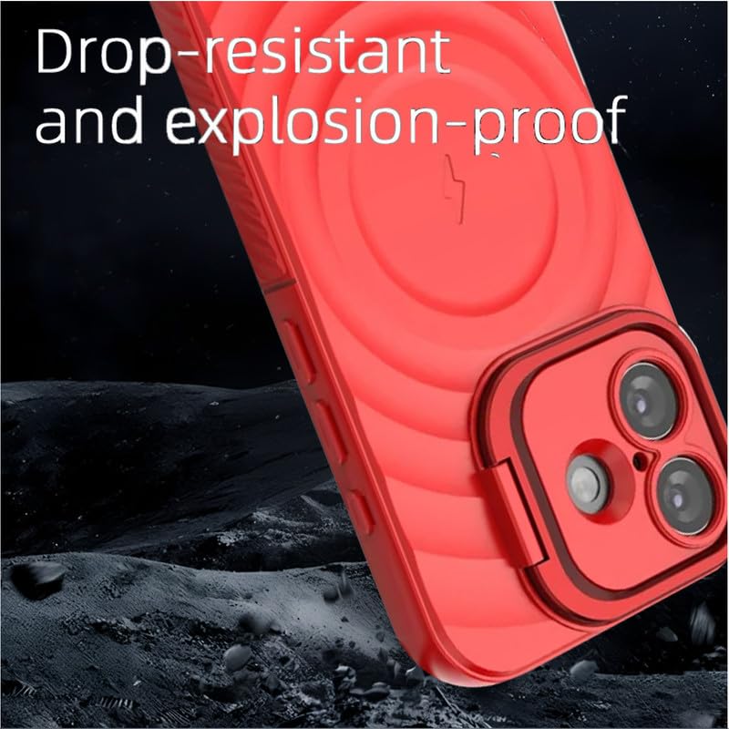 Image of LuxuryKase Shockproof Case for iPhone 17 | Ripple Pattern | Camera Protection | Inner Velvet Fabric Lining | Protective Cover with Enhanced Grip & Wireless Charging Support - Red