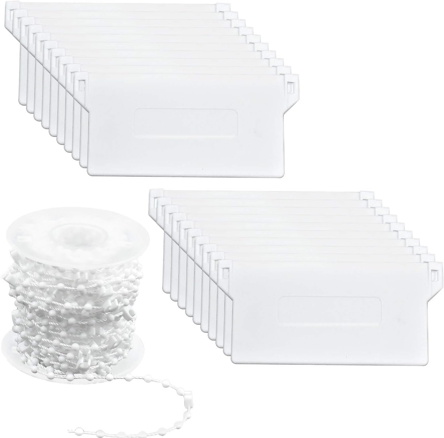 20 Pcs Vertical Blind Weights and Chains 10m, Replacement Bottom Slats Spares 89 mm/ 3.5 Inches, Chain for Home Office Vertical Blinds Accessories, White