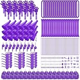 Soulchen 540 Pcs Purple Team Spirit Accessories Bulk Spirit Day Pep Rally Accessories Sporting Events Party Cheerleading Pom Poms Hand Clappers Thunder Stick Whistle Megaphone
