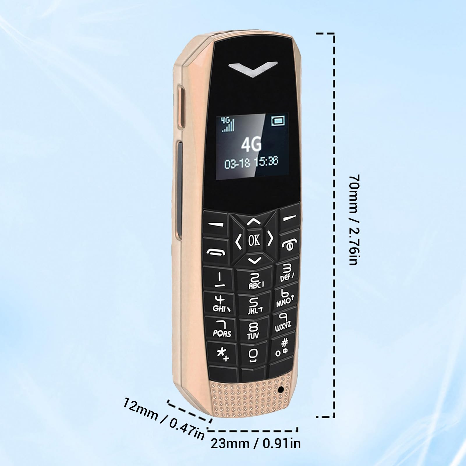 Telefono Cellulare per Anziani Sbloccato 4G LTE Compatto per Chiamate Agli Anziani Messaggi SOS Emergenza per Viaggi di Lavoro (70 X 23 X 12 mm) (GOLD)