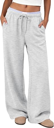 Trendy Queen Womens Wide Leg Sweatpant Cotton Lounge Travel Pants