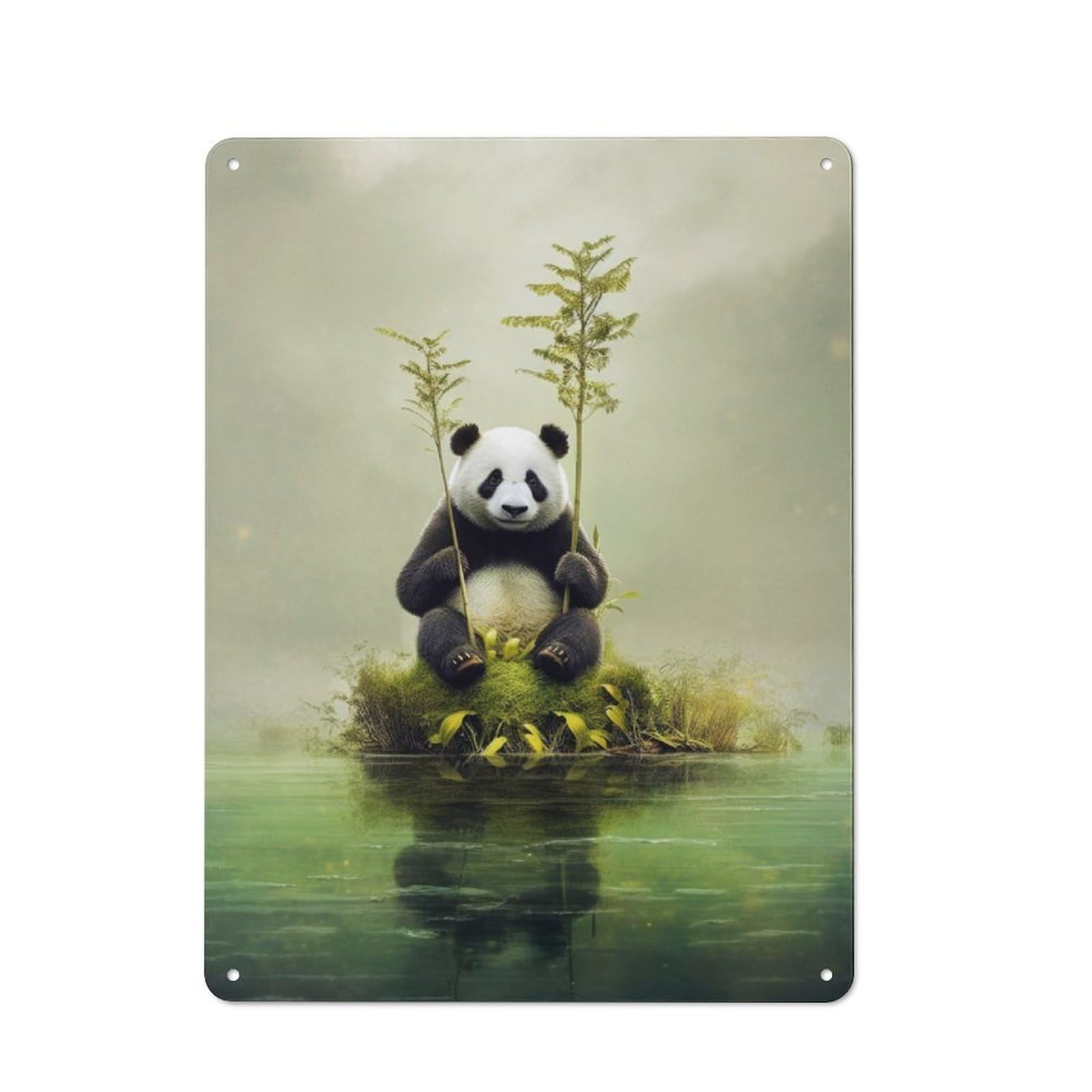 Metal Plaque 40x30cm with Panda Animal Art for Pub Or Café, Rustic Decor, for Pub Decor Enthusiasts