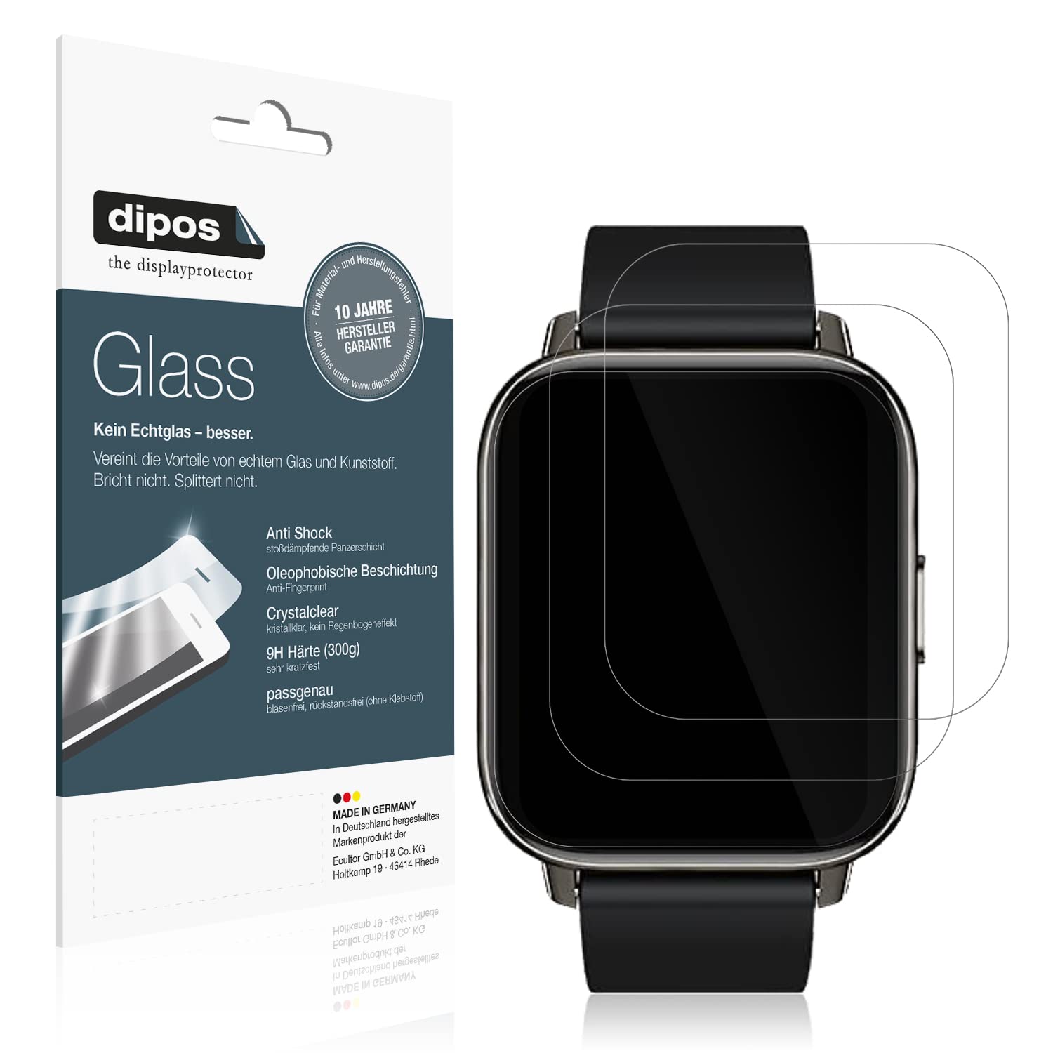 Dipos FLEX Pellicola Protettiva Per Rinsmola Smartwatch 1,69 Pollici (2 Pezzi) - Copertura 3D Antiurto, Trasparente