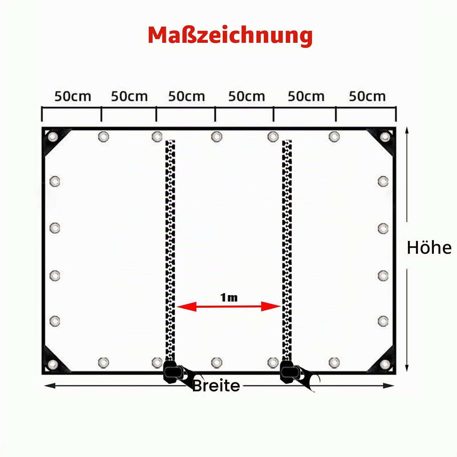Plane Transparent mit Reißverschluss Nach Maß, Durchsichtige Plane mit Ösen, 420g/m² Reißfest Transparent Plane für Gärten, Gewächshaus (2x2.5m)