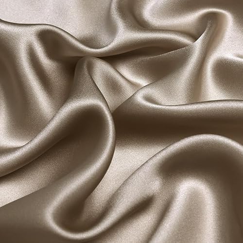 100% Pure Mulberry Silk Fabric by The Yard – Premium Solid Color Silk Fabric, Cut-to-Size, Soft and Luxurious for Sewing, DIY Crafts, Dresses, Bedding (Beige 15)