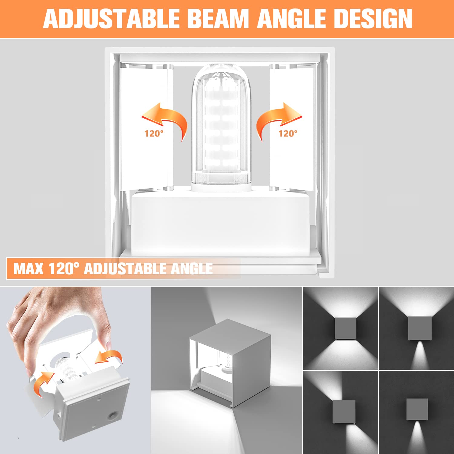 YrgePowk Applique da Parete Con Lampadina G9 LED Sostituibile, 4 Pezzi Esterno IP65 Impermeabile Interno 9W 6000K Bianco Freddo Angolo del Fascio Regolabile (Bianco)