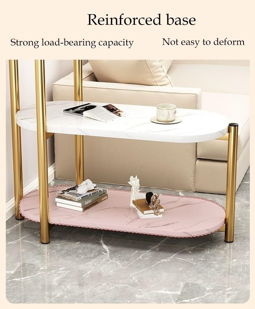 Stolik końcowy 3-poziomowy stolik nocny ze sztucznego marmuru - stylowa szara sofa stolik pomocniczy mały prostokątny stolik kawowy elegancki stolik nocny do salonu i sypialni