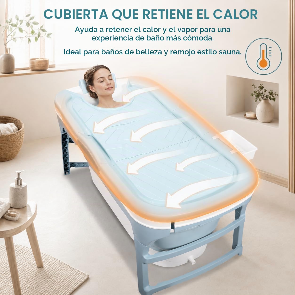 Bañera plegable para adultos 118x60x50cm, bañera plegable compacta para adultos, plegable 22 cm con tapa, doble desagüe, tubo de drenaje y cesta de almacenamiento, para ducha y baño pequeño