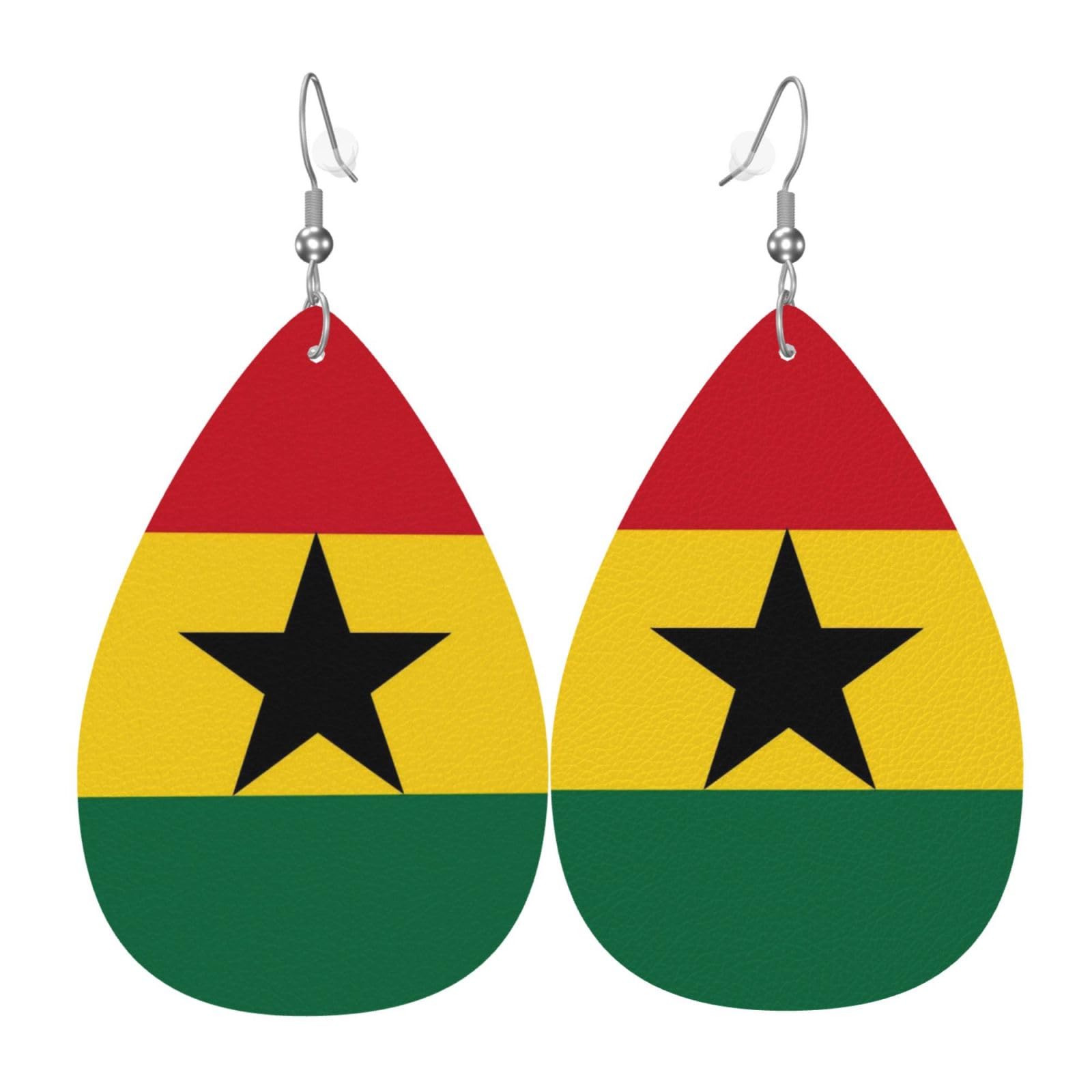Country Flag Teardrop Earrings For Women Lightweight Leather Dangle Earrings Patriotic Je…