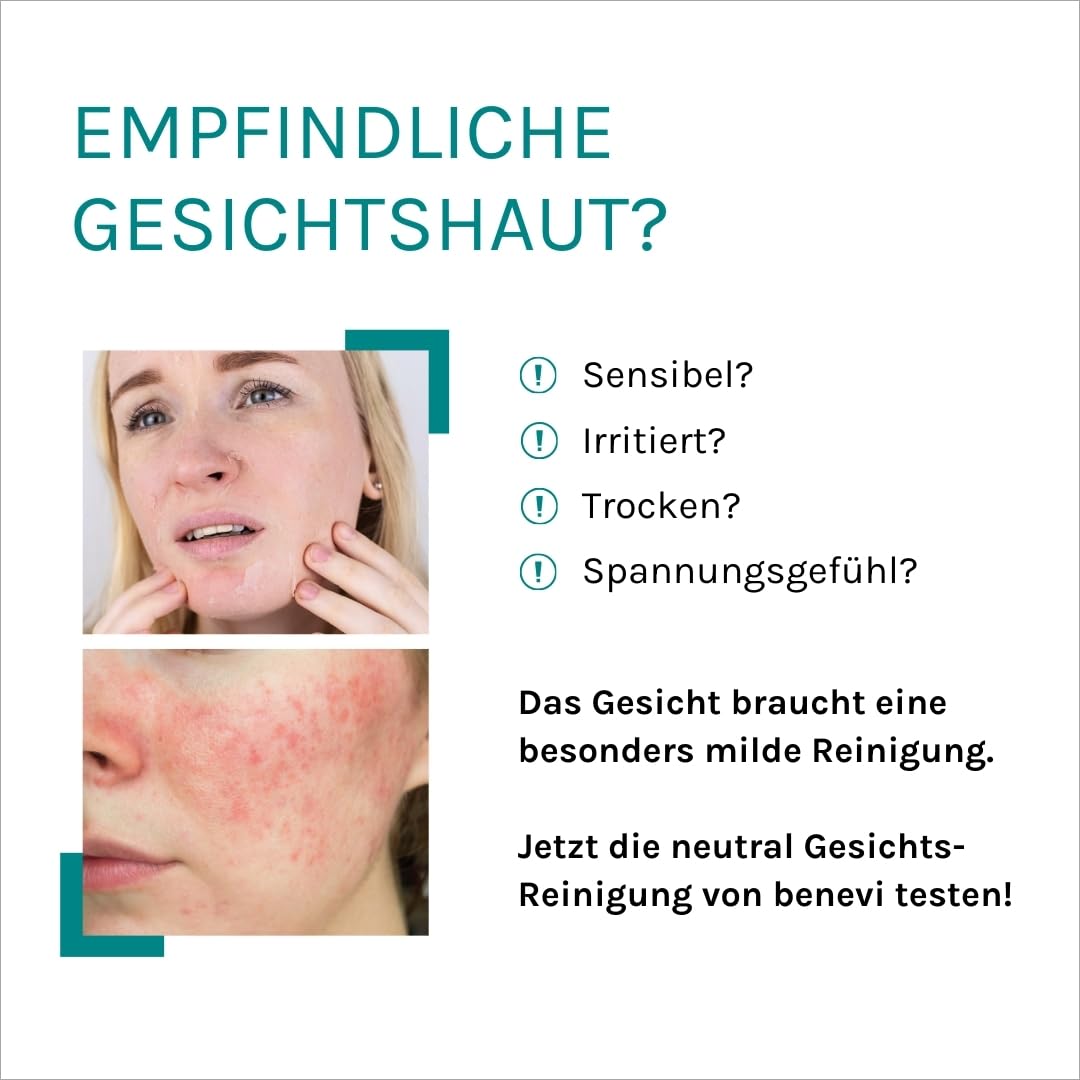 benevi neutral Gesichts-Reinigung 5 x 125ml für empfindliche, irritierte, trockene Haut. Ausschließlich milde Tenside, besonders hautverträglich. pH 5,5