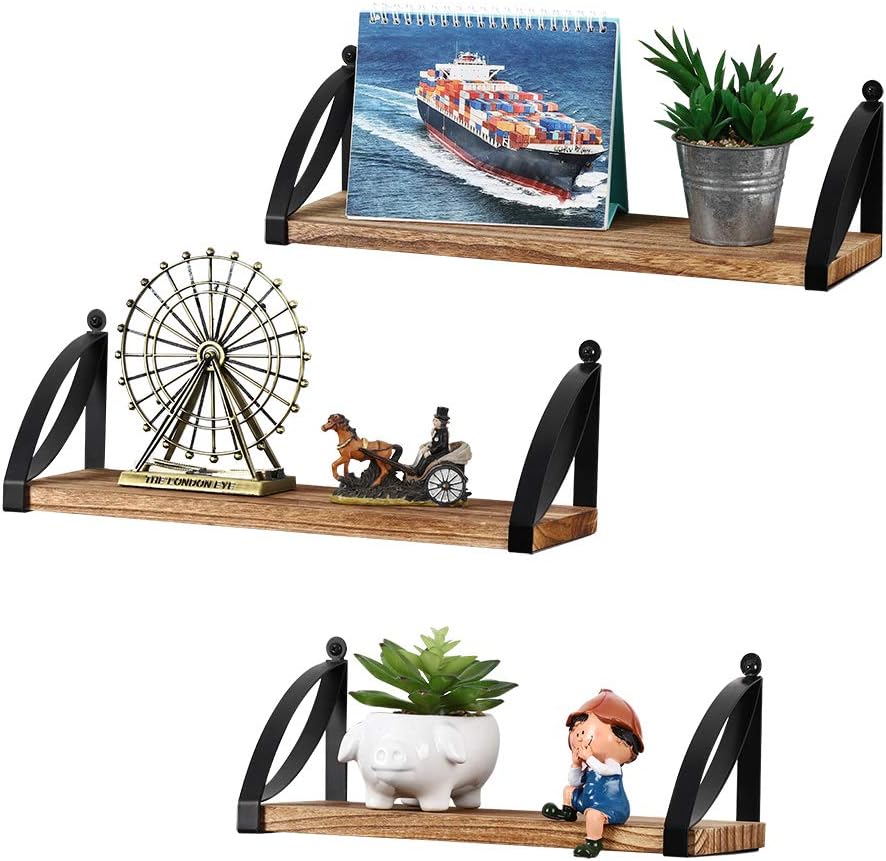 Floating Shelves Wall Mounted Set of 3 Rustic Wood Wall