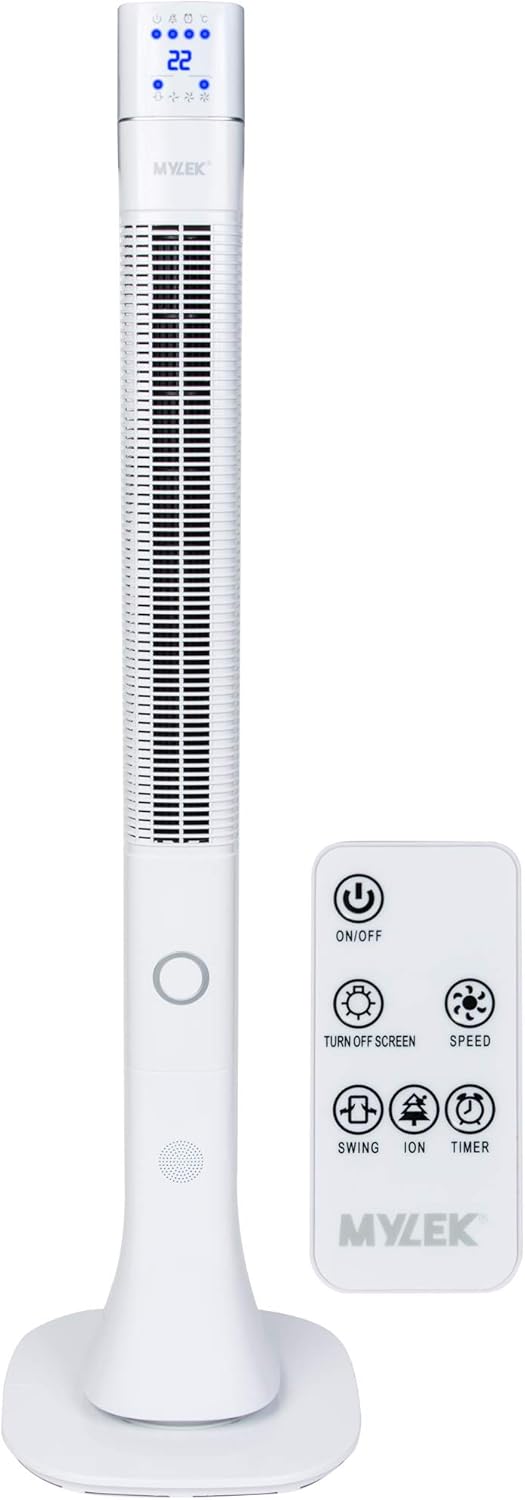 MYLEK Tower Fan 48 Inch Oscillating Bladeless Cooler with Remote