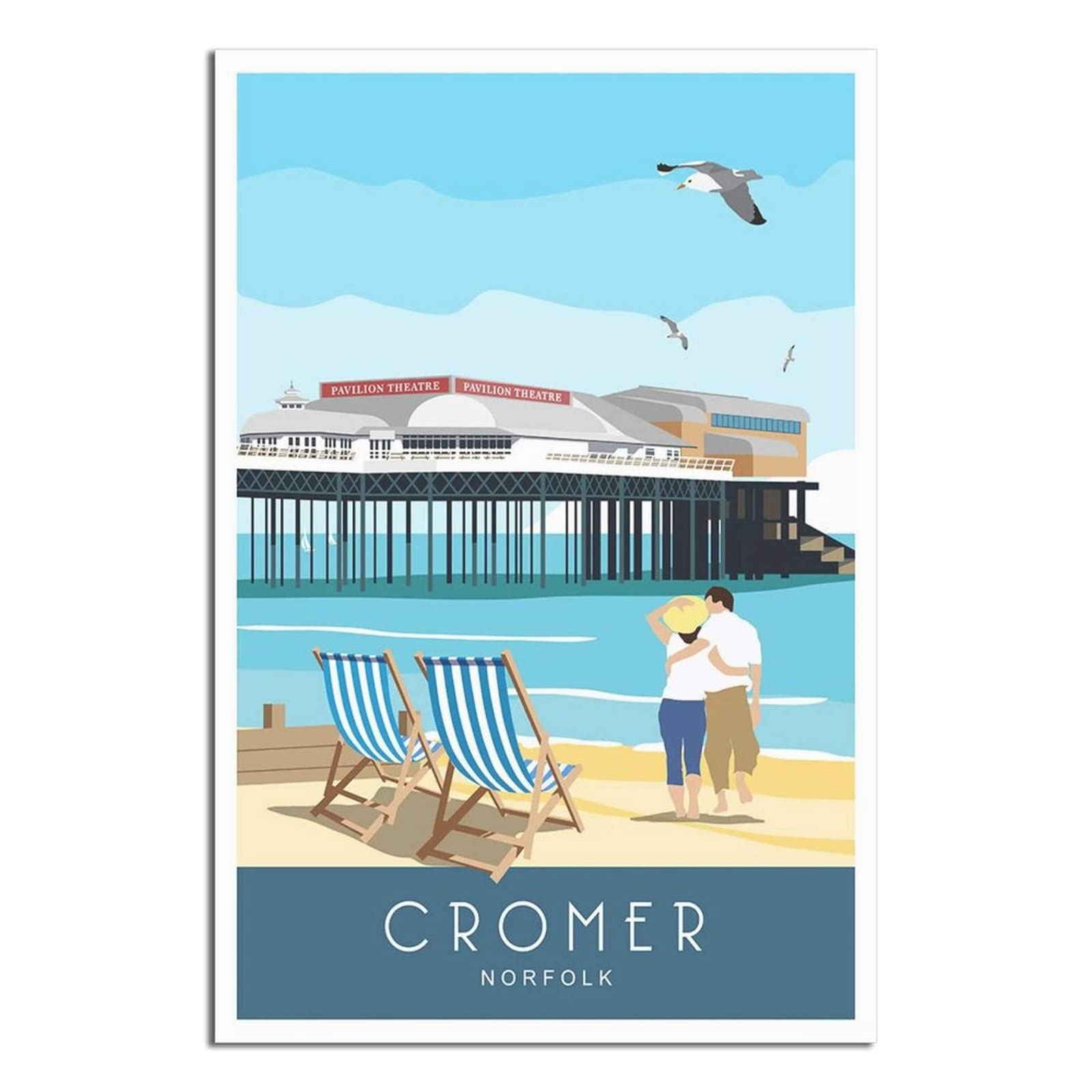 Uejd Unframe-Style Vintage Cromer Pier Norfolk Travel Poster Decorative Posters Modern Bedroom Canvas Art Poster Picture Painting Posters Wall Decor Art Gift