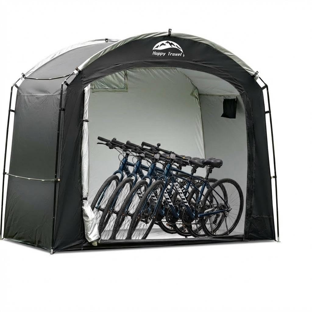 Garvee Abri Extérieur de Stockage pour 4 à 5 Vélos ou Motos, Noir