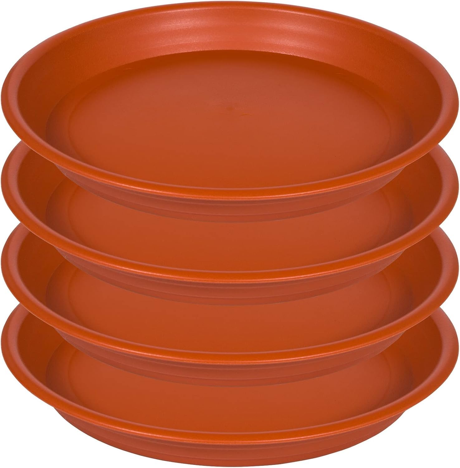 Plant Saucer 16 inch, 4 Pack 17 inch (16.8") Plastic Large Flower Planter Plant Pot Saucers and Drip Tray for Indoors Outdoors, Heavy Sturdy Durable Plant Plate Water Catcher (Terra Cotta)