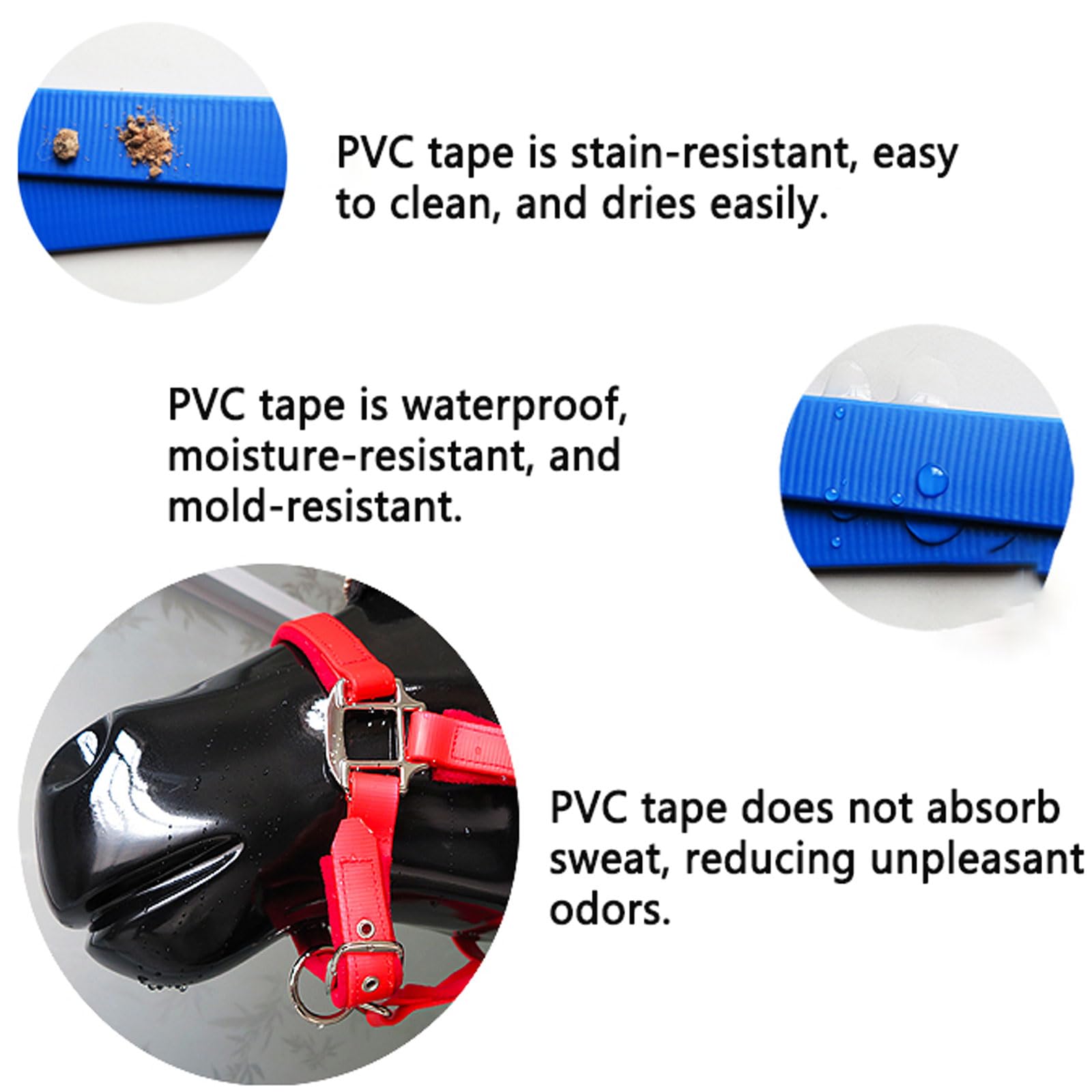 Kantar dla konia z PCV | Wielokolorowy kantar z PVC w wielu rozmiarach do jazdy konnej na świeżym powietrzu(Black,L)
