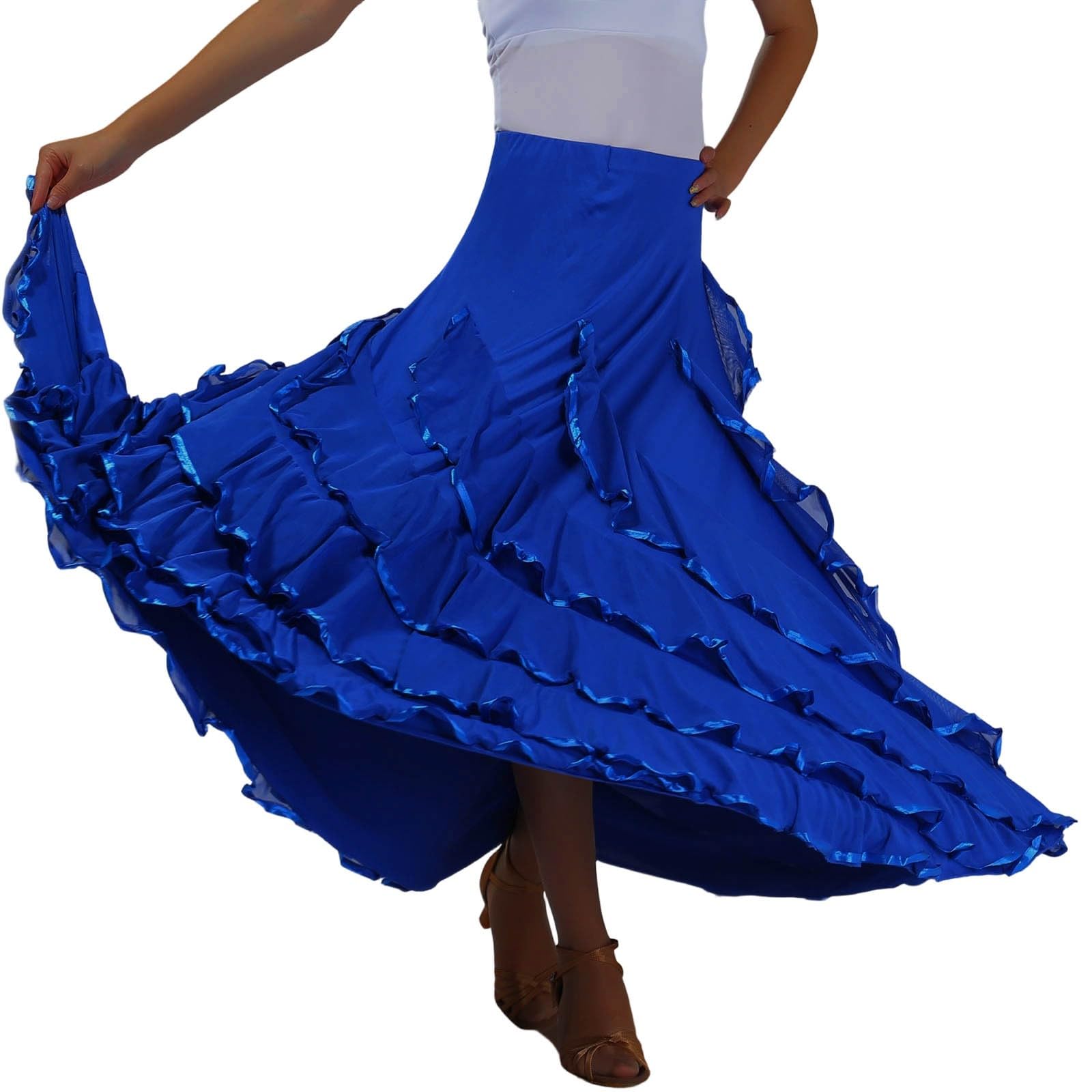 Falda Larga Mujer Verano, Faldas Mujer Verano Midi, Faldas Baile Tradicional EspañOla con Capas Y Elegante Vuelo Actuaciones Falda Vaquera Skirt Minifalda