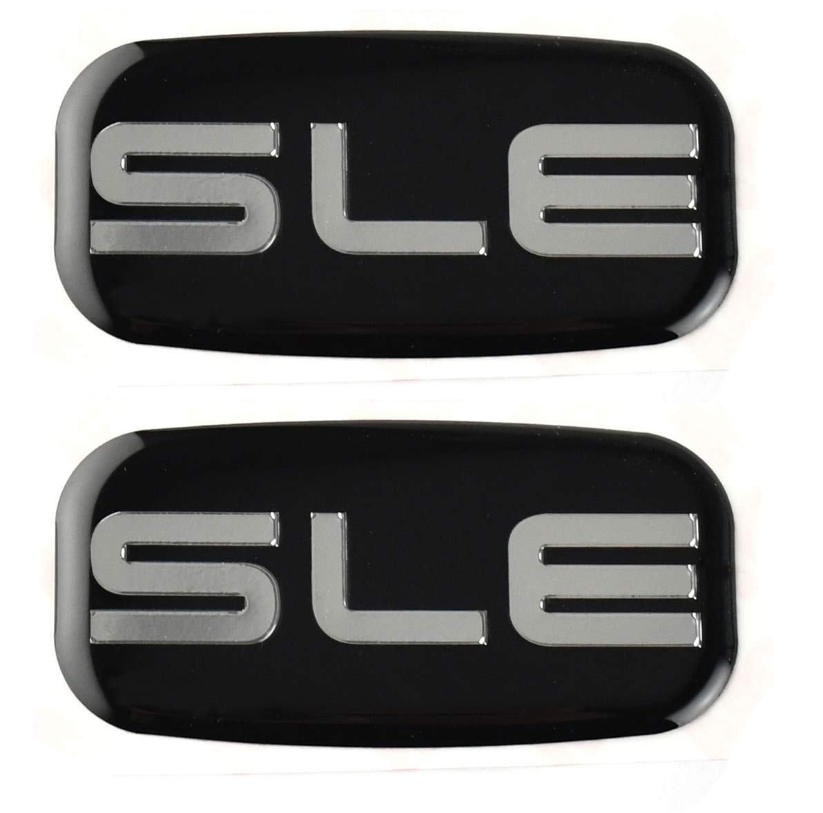 2X SLE Emblems 3D Nameplate Sticker Replacement for GMC Chevrolet Sierra Suburban Yukon 1500 2500 3500 15036134 (Chrome/Black)