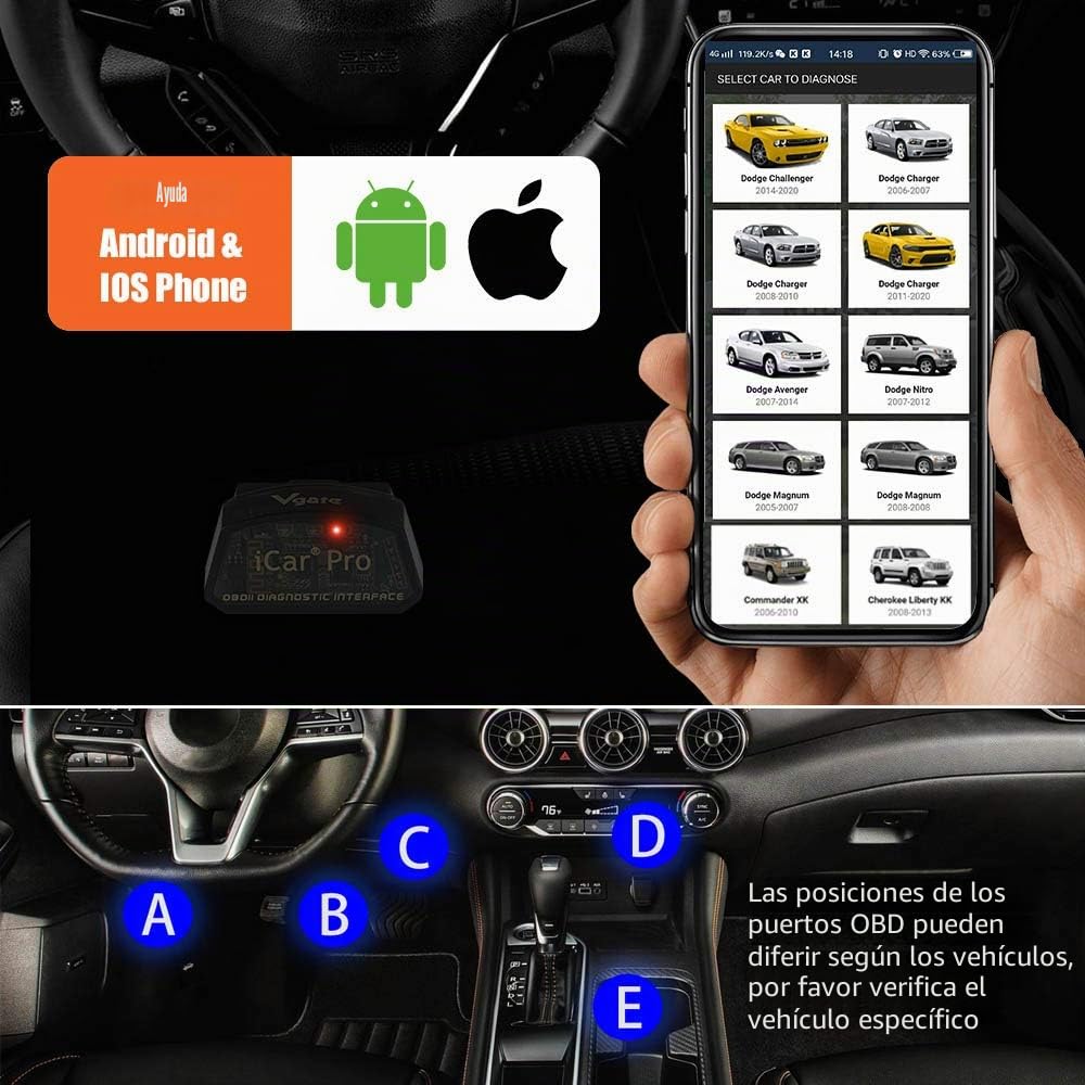 Vgate iCar Pro Bluetooth 4.0, escáner OBDII para Android e iOS, Obd2 inalámbrico, lector de códigos de diagnóstico para automóviles