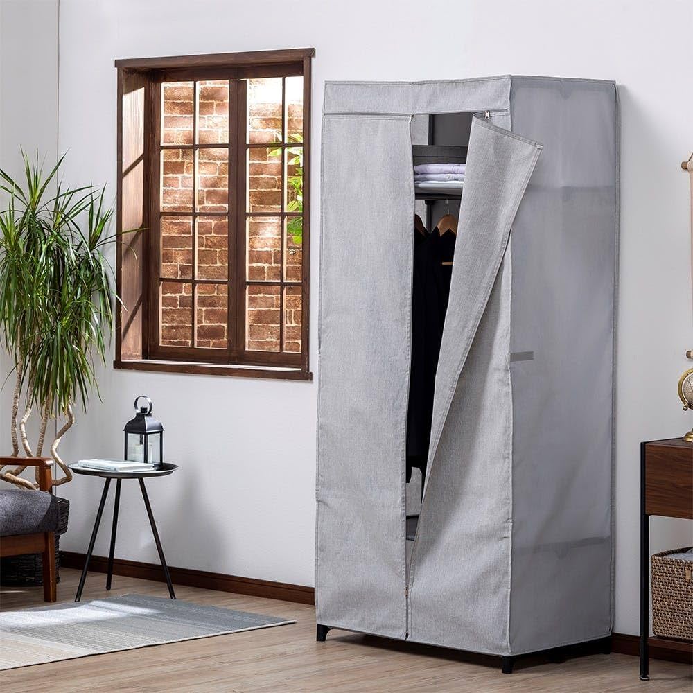 Amazon｜カインズ(CAINZ) カバー付きワードローブ グレー 幅78cm