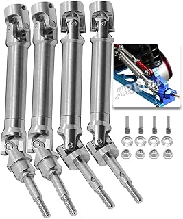 ARRCat Stainless Steel Drive Shaft for 1/10 Traxxas Rustler VXL 4X4/Stampede VXL 4X4/Hoss VXL 4X4/Slash VXL 4x4 Platinum Ultimate,4PCS Rear Front Upgrades Part Hops Up (More Power)