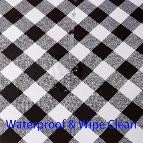 Image of Heavy Duty Vinyl Tablecloth with Flannel Backing Waterproof Oil-Proof Plastic Table Cloth Stain-Resistant Wipeable Rectangle or Square Table Cover for Indoor and Outdoor (Black Checkered, 54x54 Inch)