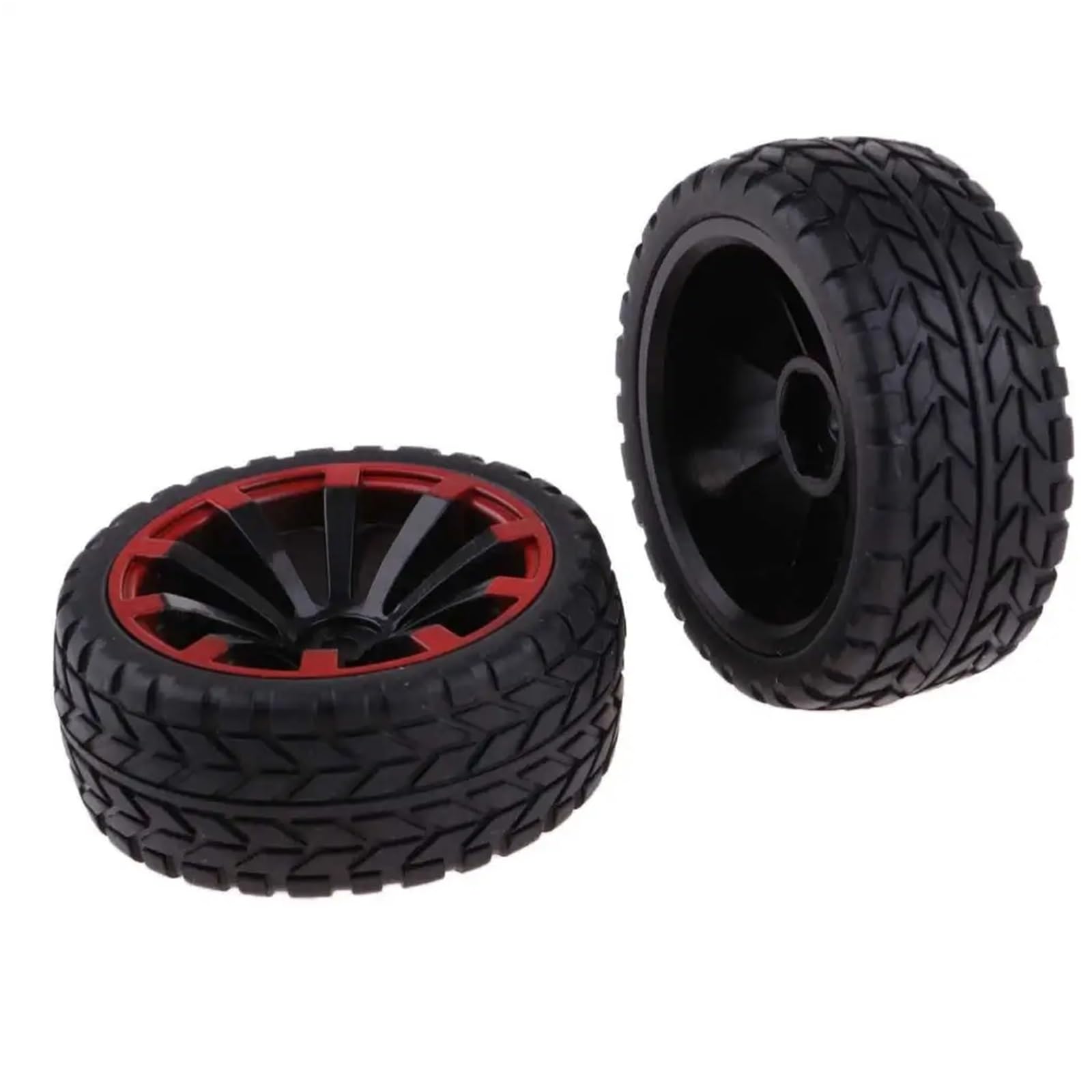 para HSP para HPI para Racing 1/10 Neumáticos Llanta Goma 12mm Hexagonal Rojo Negro 65mm Ancho Conjunto RC Coche Vehículos Todoterreno Camiones sobre Orugas RC Coche NeumáTico Piezas