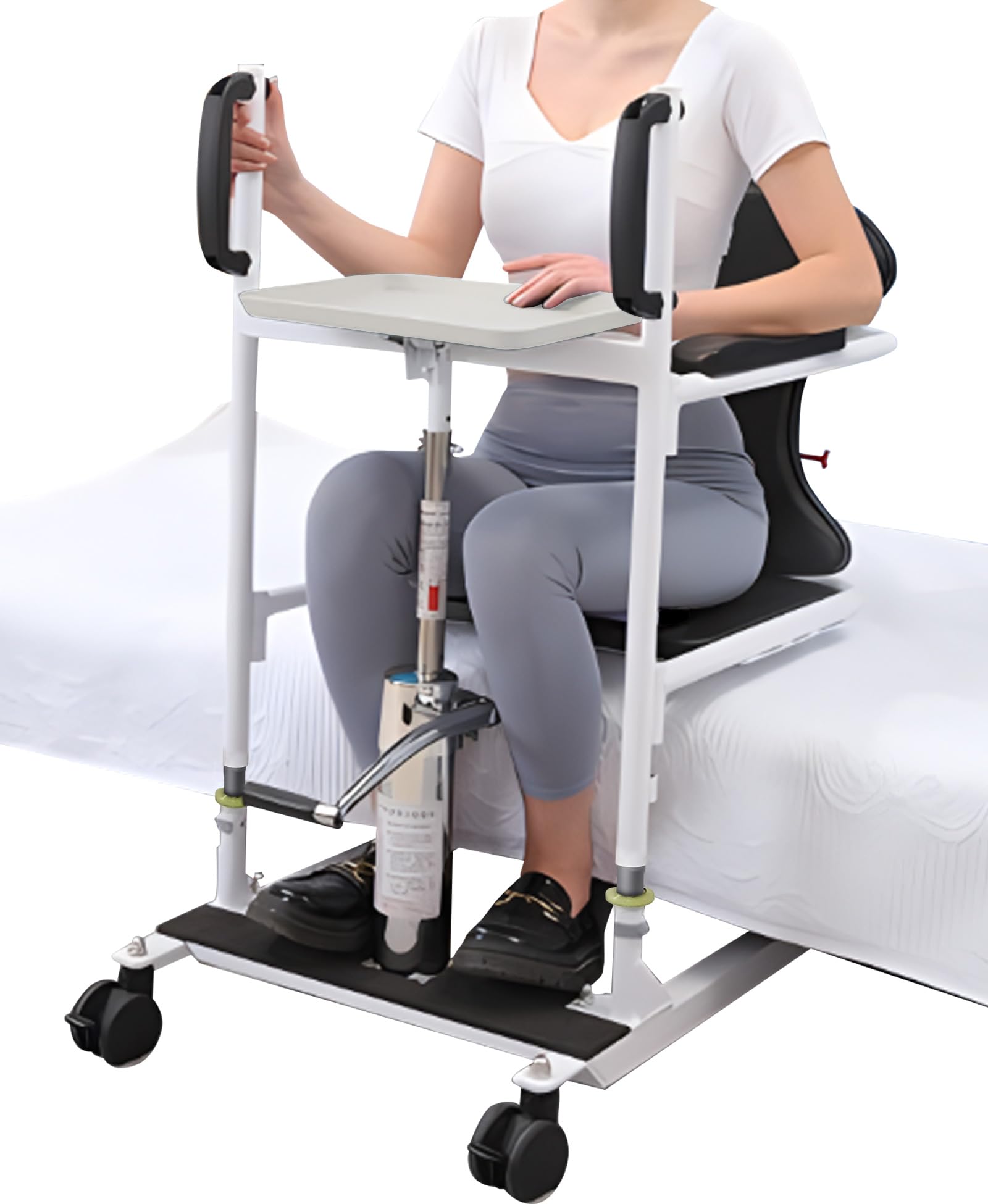 Grúa Hidráulica Multifunción para Hogar, Silla de Transferencia de Pacientes con Asiento Dividido en 180º, Elevador para Pacientes con Inodoro, No Apto para Parálisis Total