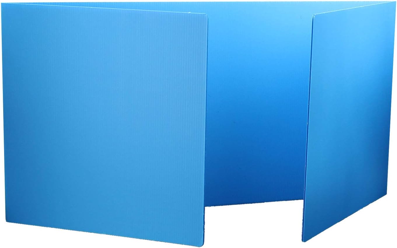Flipside Products 12”x 46.5” Blue Plastic Study Carrel, Privacy Boards, Premium Corrugated Plastic, Student Privacy and Focus Booth for The Classroom, Desk Divider, Made in USA - 12 Pack