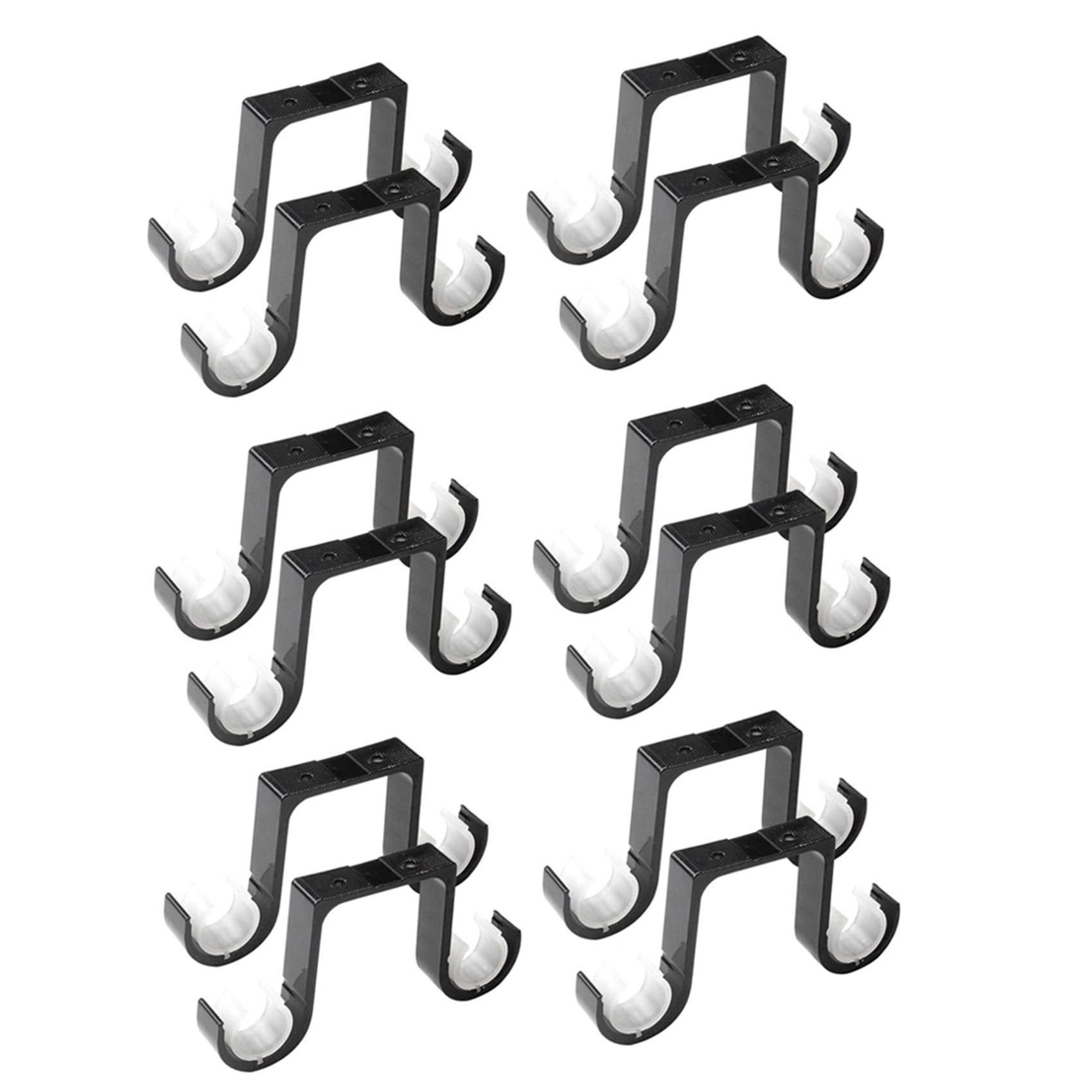 Hndhbfgrt Black 12Pcs Double Curtain Rod Brackets Ceiling Mount Supports Aluminum Alloy