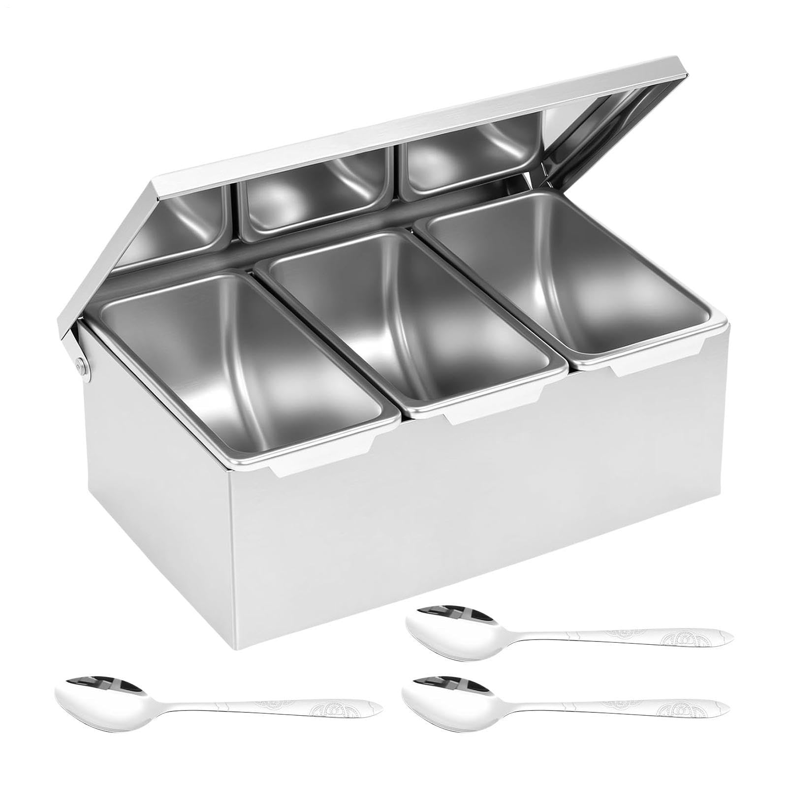 Caja de especias de acero inoxidable: dile adiós al desorden con su bandeja extraíble
