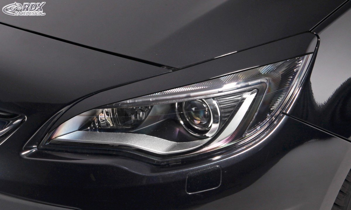 RDX Racedesign Spoilers de phares compatible avec Opel Astra J HB 5-portes/Sportstourer 2009-2015 (ABS), noire