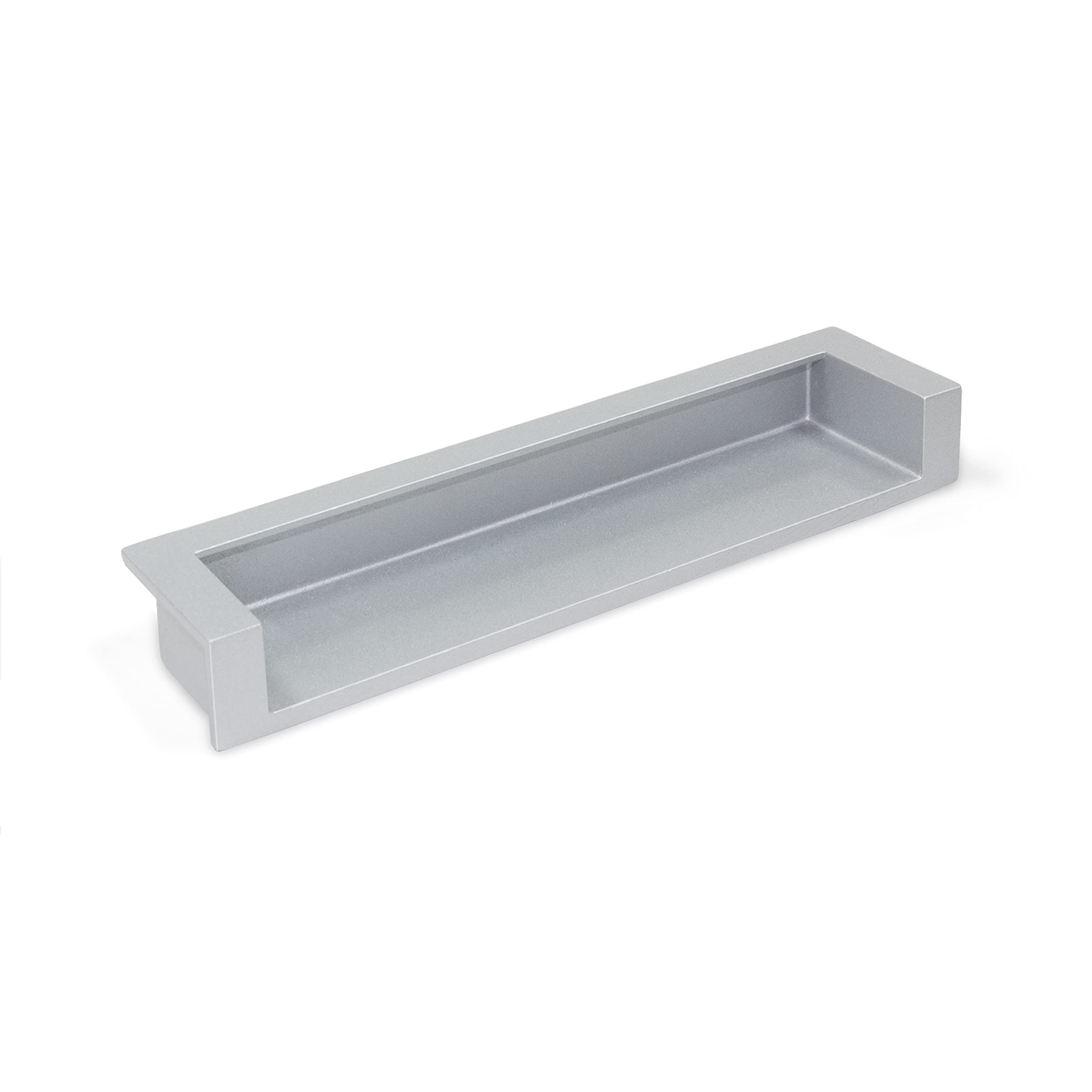 Emuca - Modena Furniture Handle, 128 mm (5 inch) Interaxis, L 137mm (5,4 inch), Silver Painted, Zamak, 10 ut