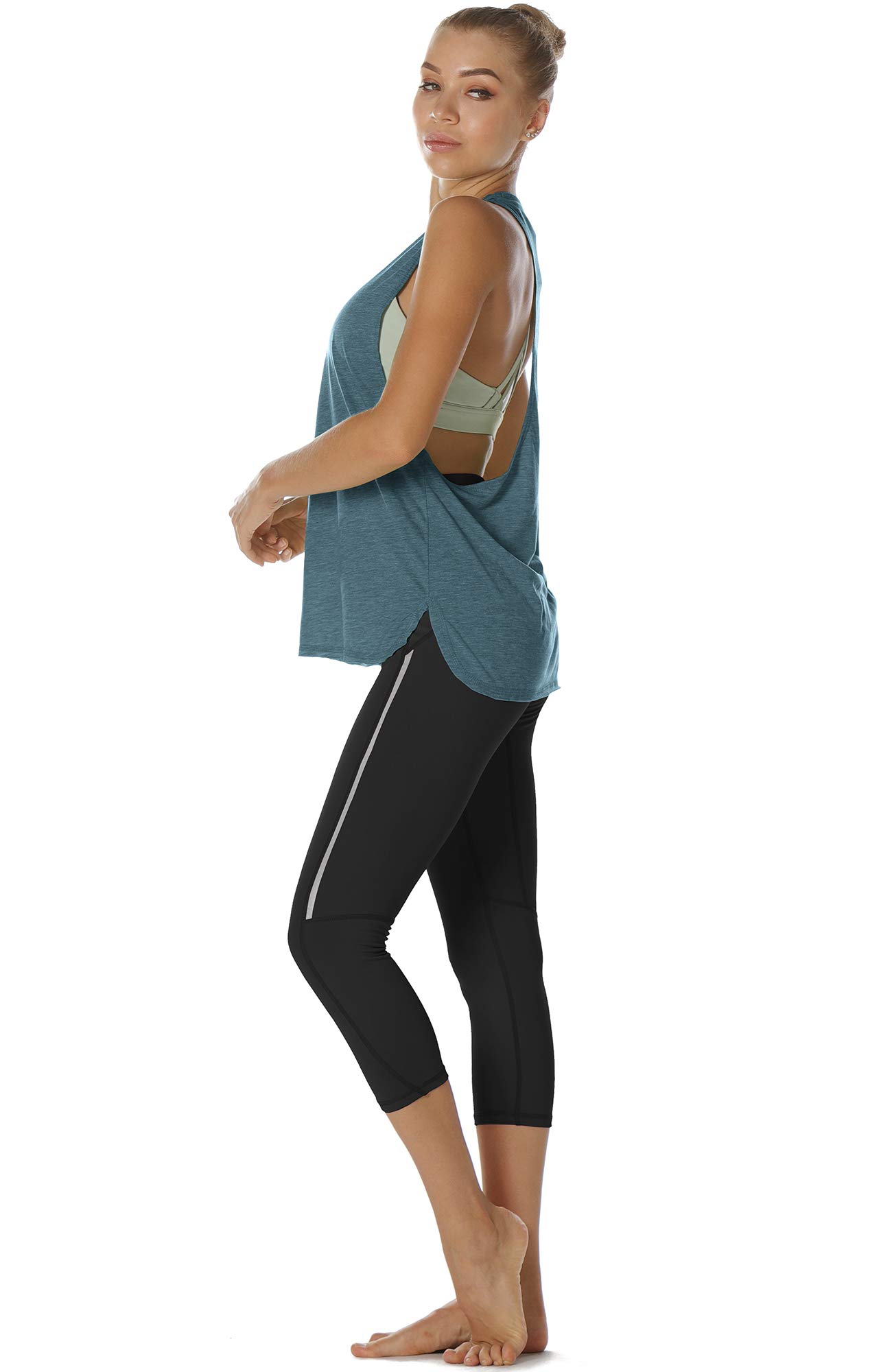 icyzone Canotta Donna Sportiva Traspirante e Sciolto Senza Maniche Atletica Palestra Camicie Corsa Yoga Tank Top (Pacco da 3) - 4